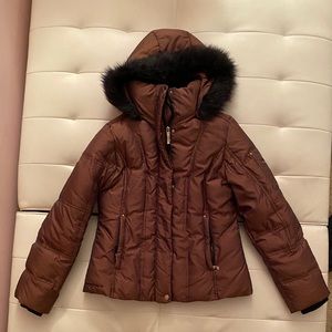 NEW bronze winter coat w detachable fouxfur hood